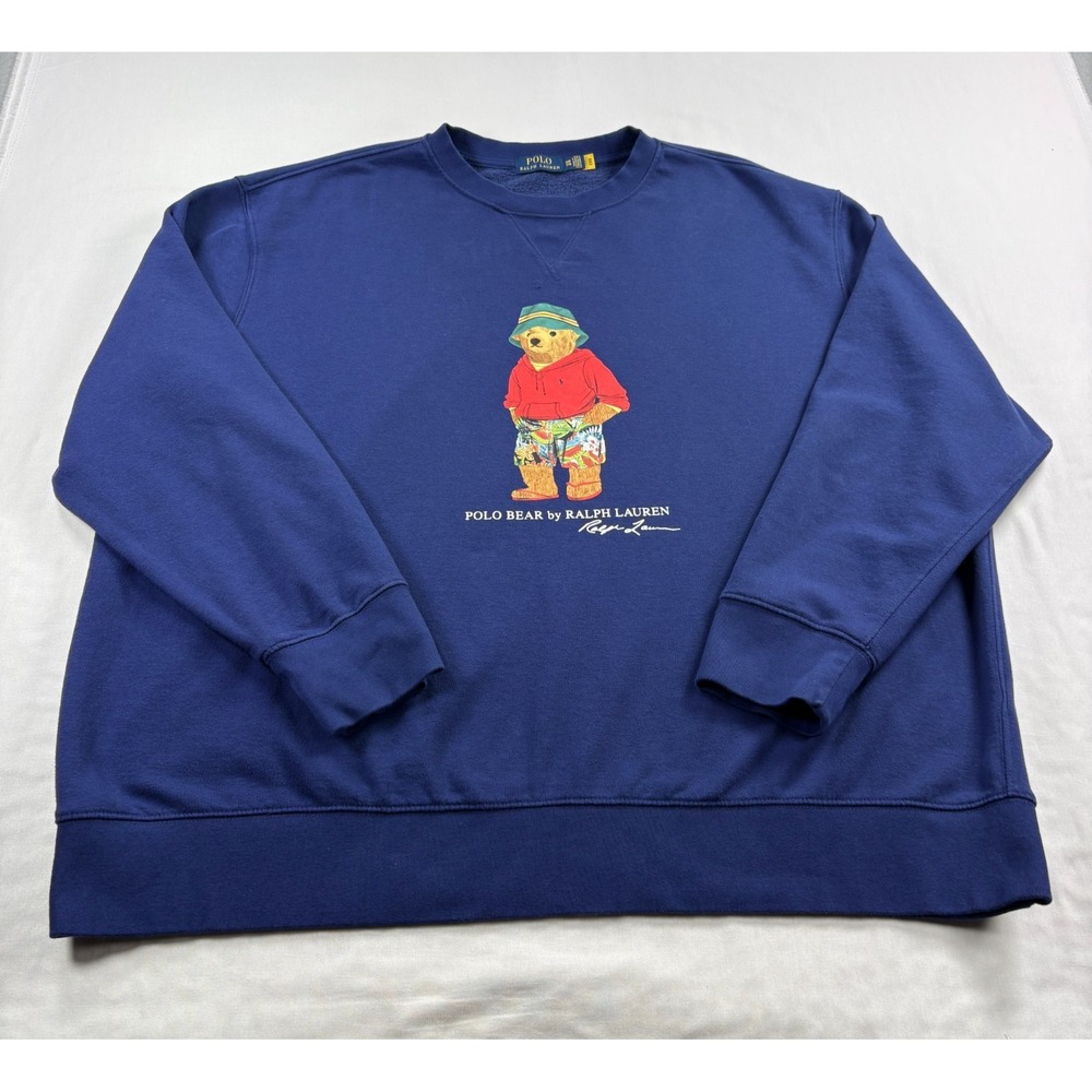 Polo Bear Ralph Lauren Sweatshirt Mens 3XB Big Blue Crew Neck Pullover Graphic